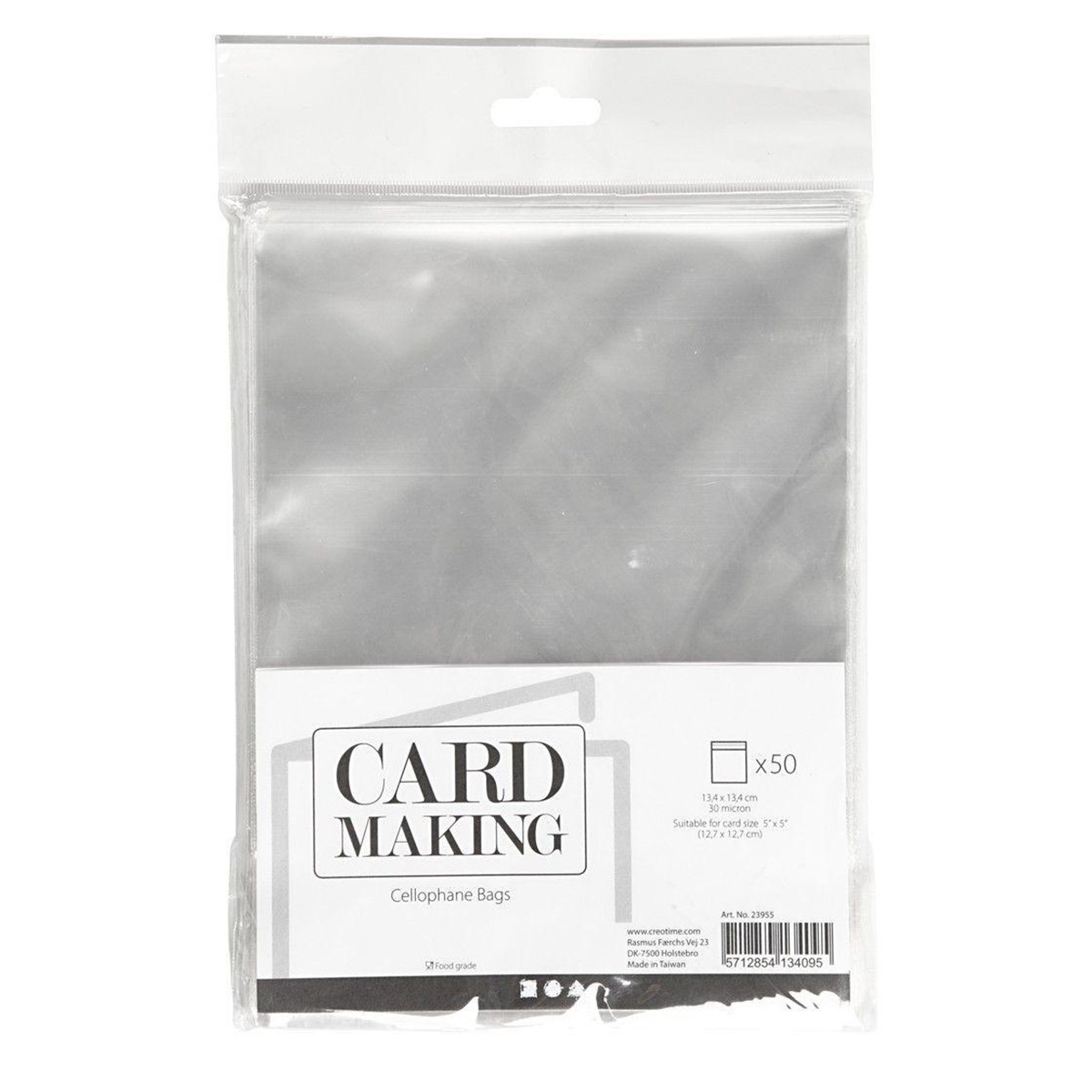 Cellofanposer med tape luk, 13,4 x 13,4 cm (excl. luk), 50 stk.