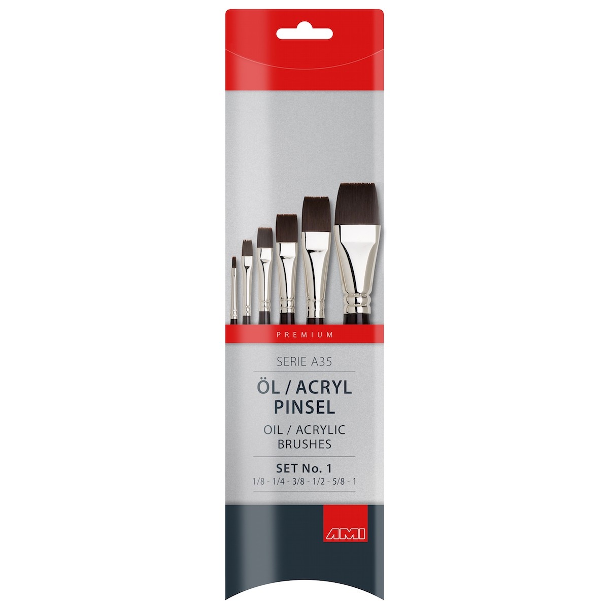 Flad pensel, syntetisk, sæt, A35