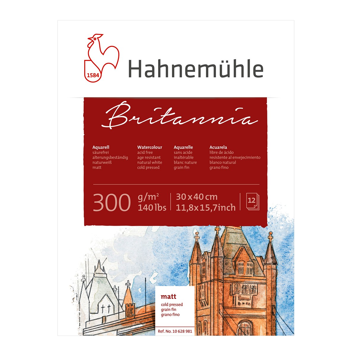 Hahnemühle Britannia Akvarel blok, Mat, 30x40cm., 300gr.