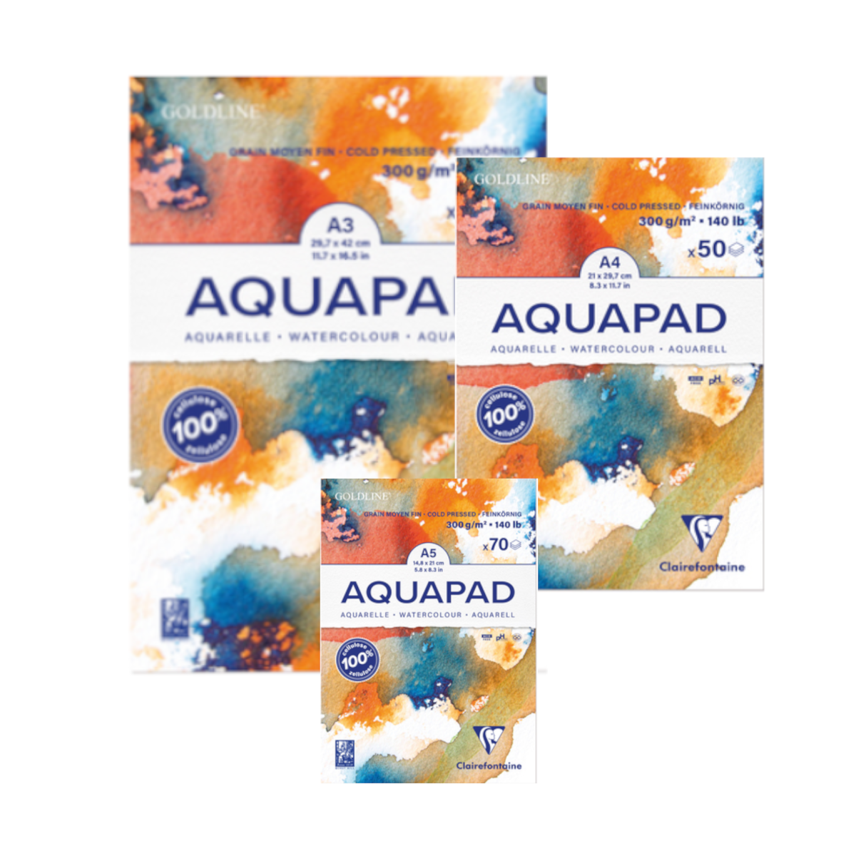 Clairefontaine, akvarelpapir, Aquapad, Blok, 300 g
