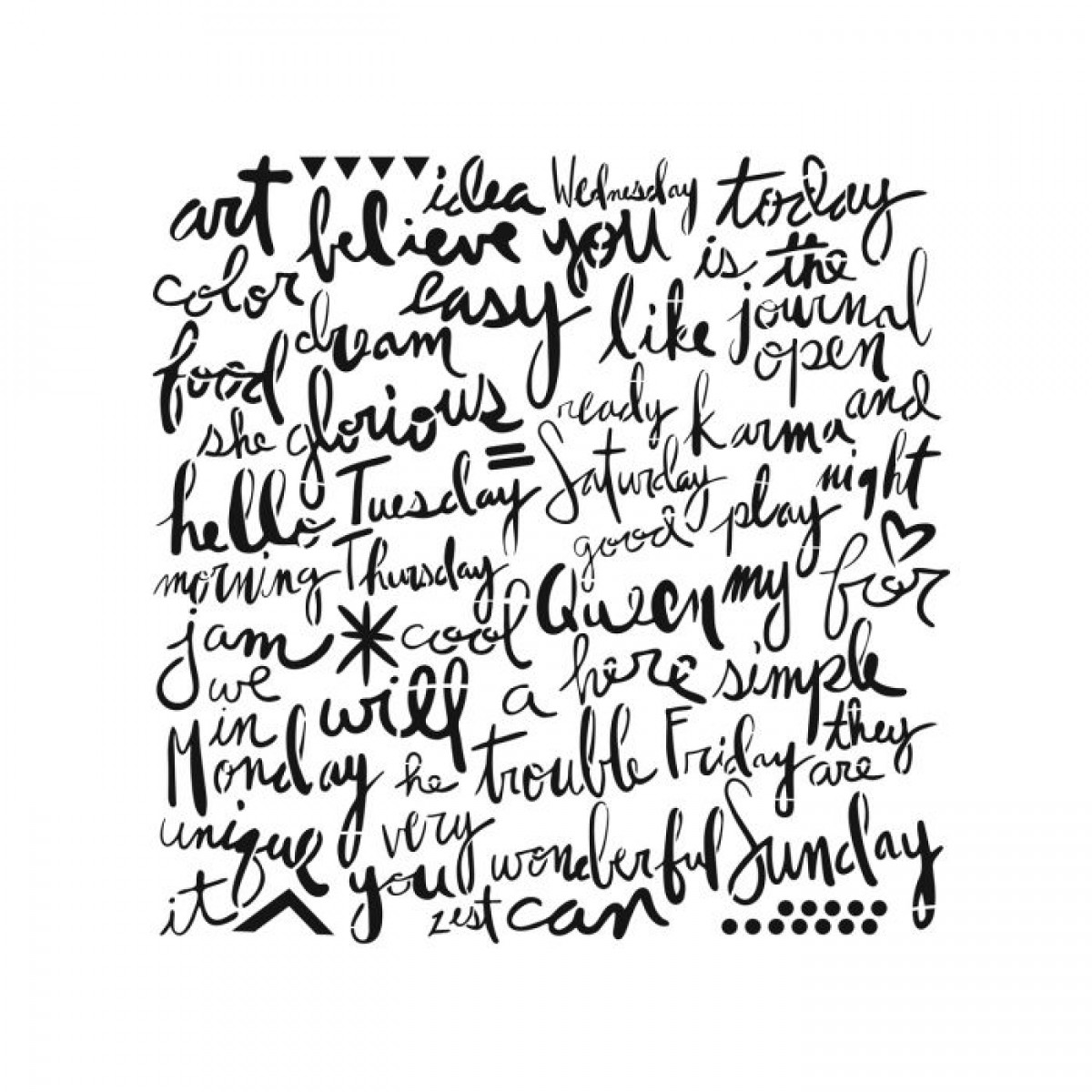 TCW, Stencil, 15x15, Script Words