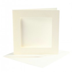 Passepartout kort med kuvert, 12,5x12,5 cm, 10 stk.