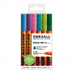 Molotow ONE4ALL 2 mm, Basic 2 sæt, 6 stk